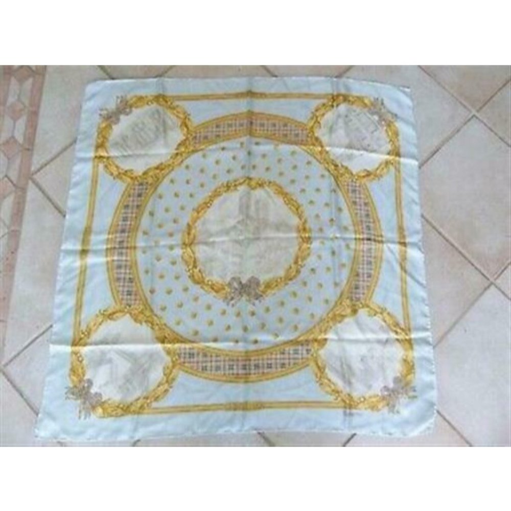 Vintage Burberry Blue and Gold Scarf
